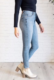 High Rise Tummy Control Contrast Wash Skinny Judy Blue Jeans