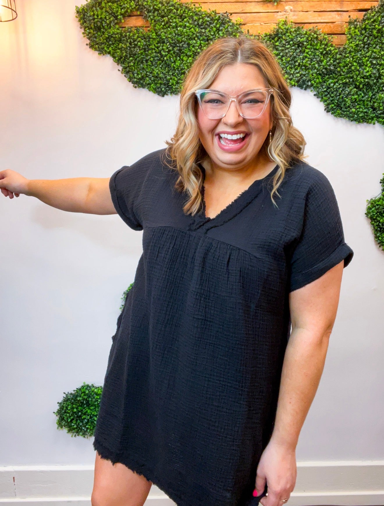 Wherever the Day Goes Gauze Dress in Black