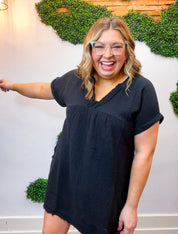 Wherever the Day Goes Gauze Dress in Black