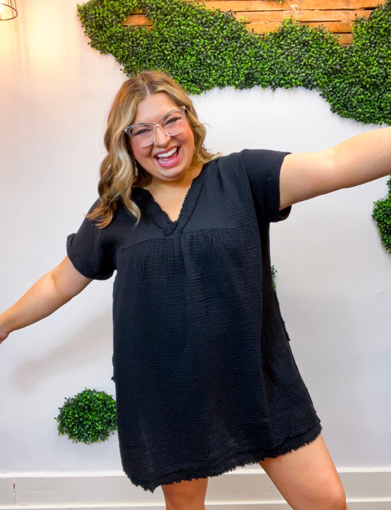 Wherever the Day Goes Gauze Dress in Black