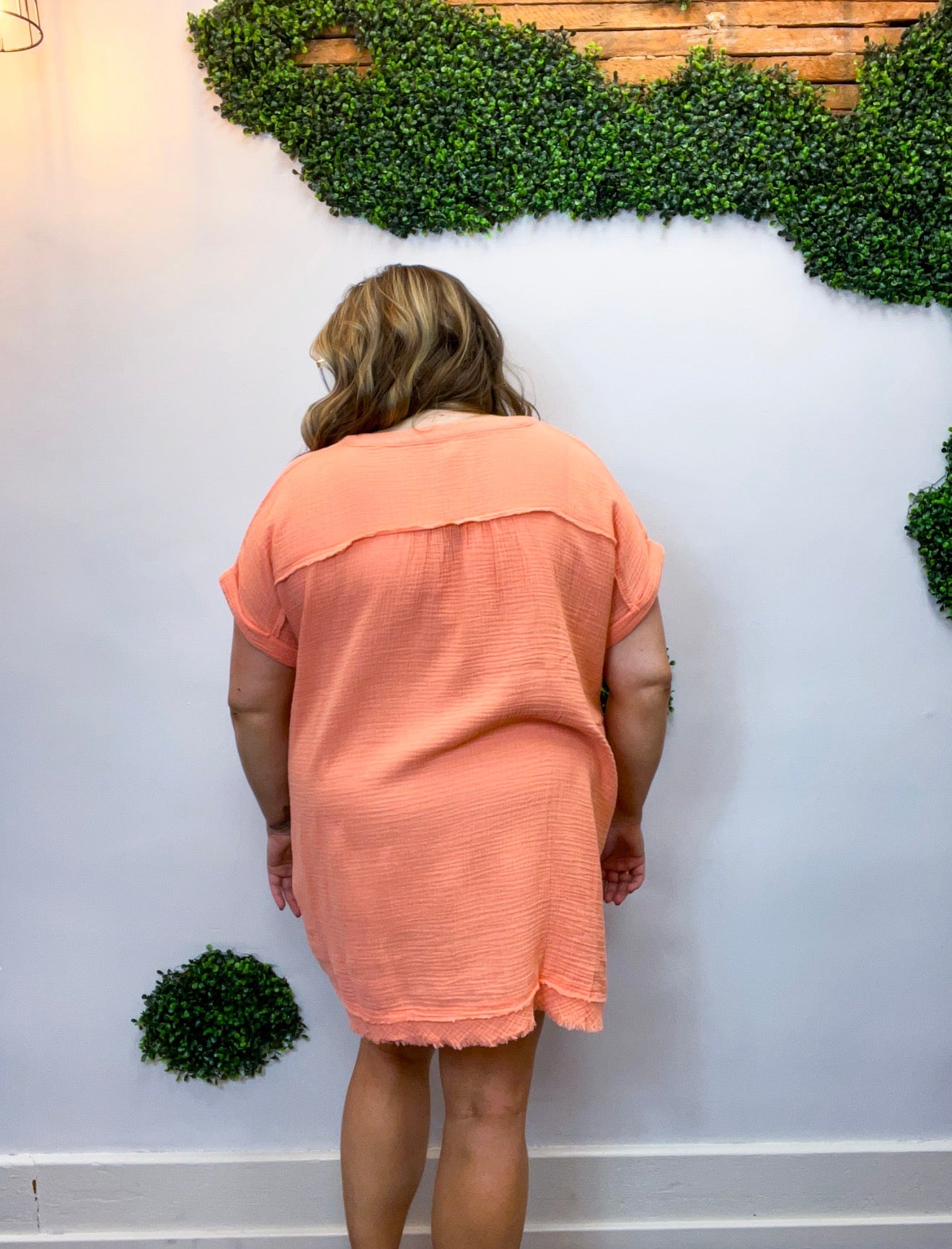 Wherever the Day Goes Gauze Dress in Coral