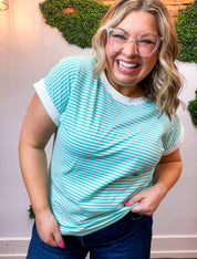 Pop of Happy Stripe Top in Mint
