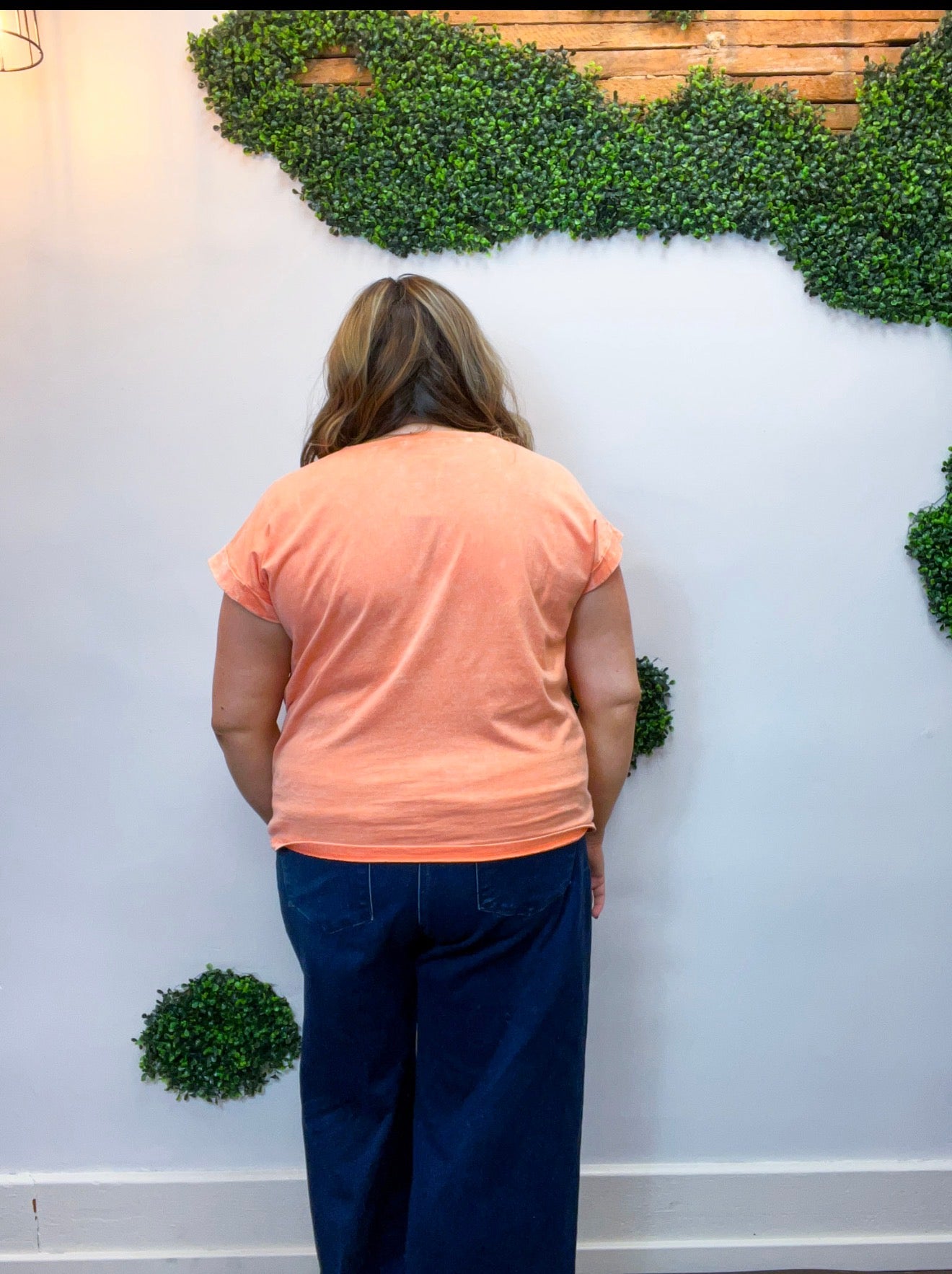 Sunkissed Crinkle Folded Sleeve Tee in Coral