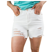 High Rise Distressed White Judy Blue Shorts