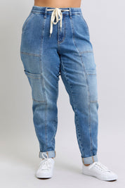 High Rise Cuffed Cargo Denim Judy Blue Jogger