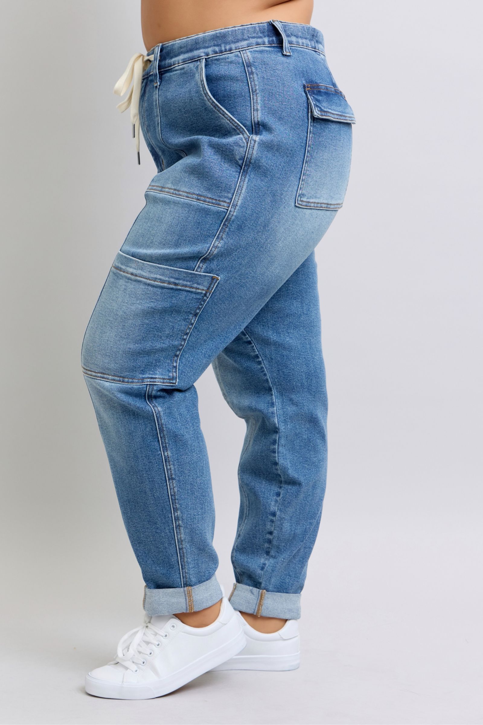 High Rise Cuffed Cargo Denim Judy Blue Jogger