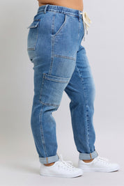 High Rise Cuffed Cargo Denim Judy Blue Jogger