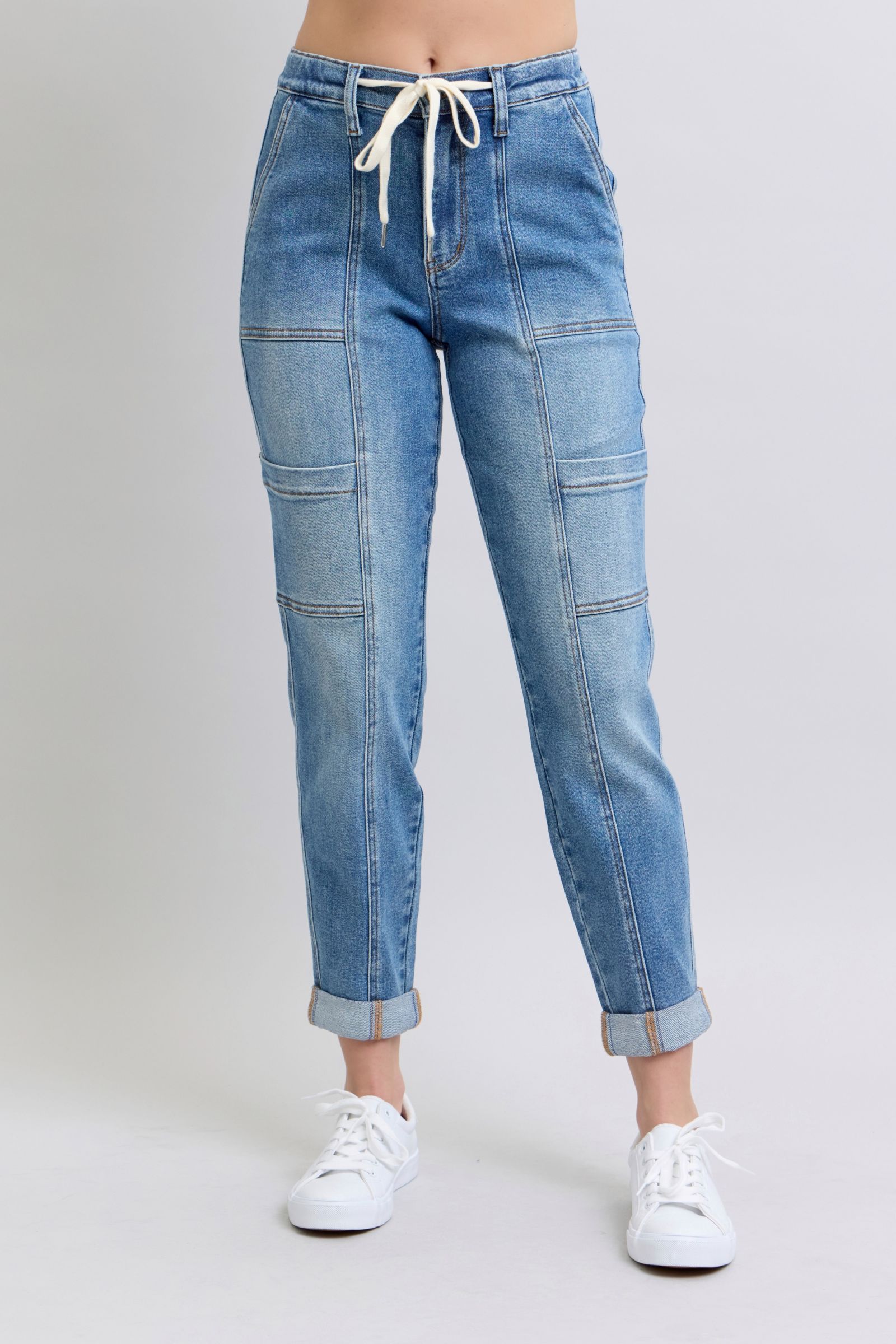 High Rise Cuffed Cargo Denim Judy Blue Jogger