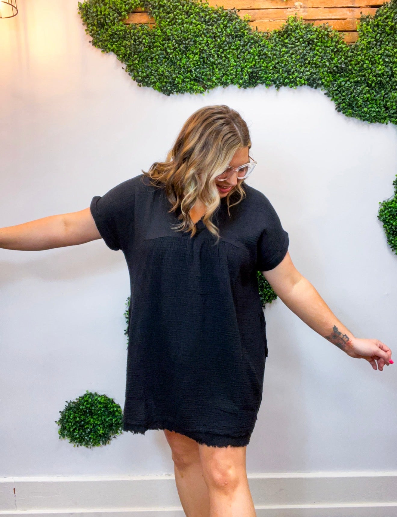 Wherever the Day Goes Gauze Dress in Black