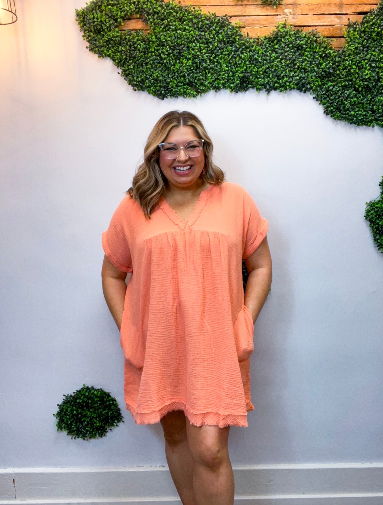 Wherever the Day Goes Gauze Dress in Coral