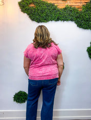 Sunkissed Crinkle Folded Sleeve Tee in Hot Pink