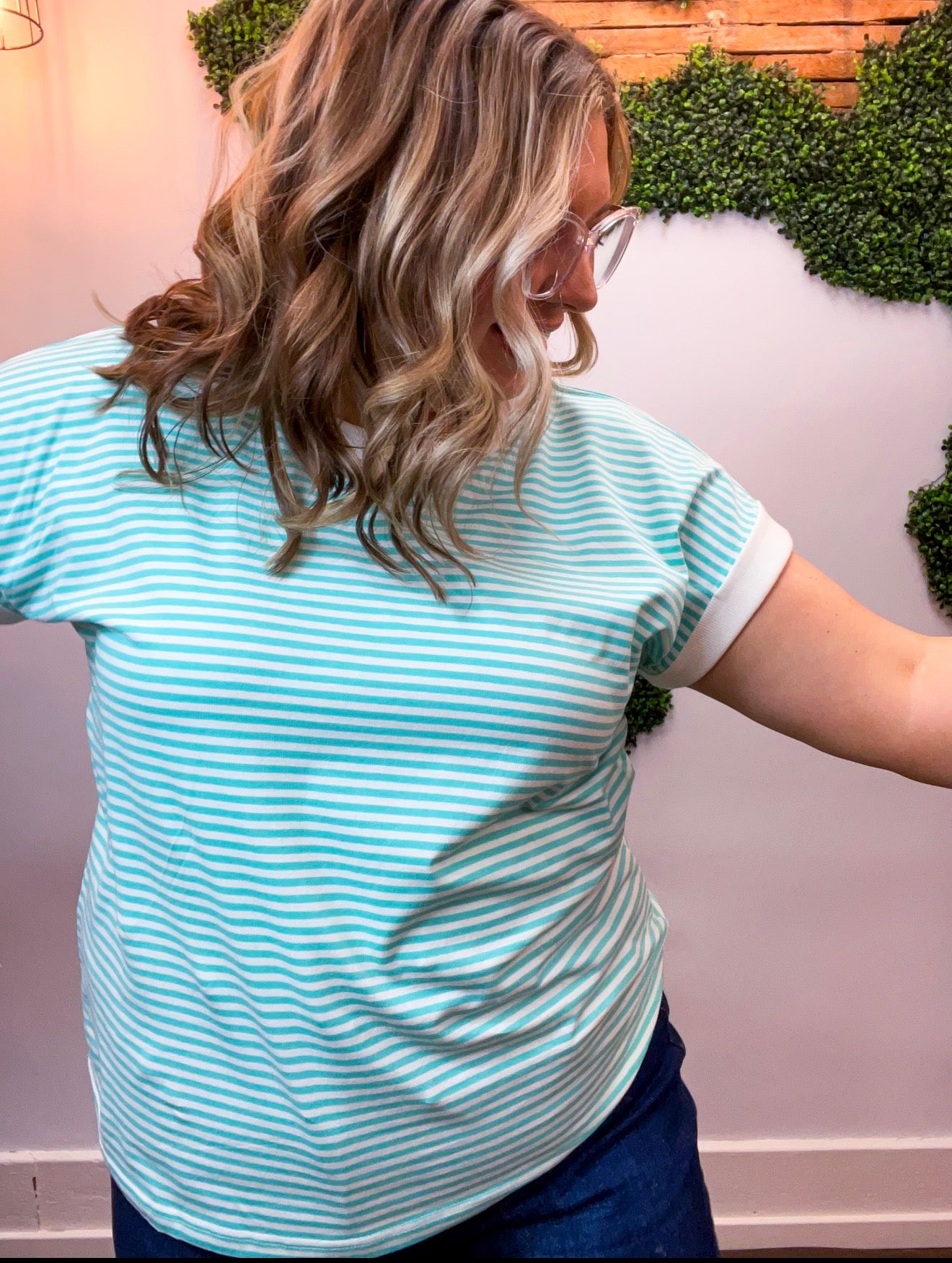 Pop of Happy Stripe Top in Mint