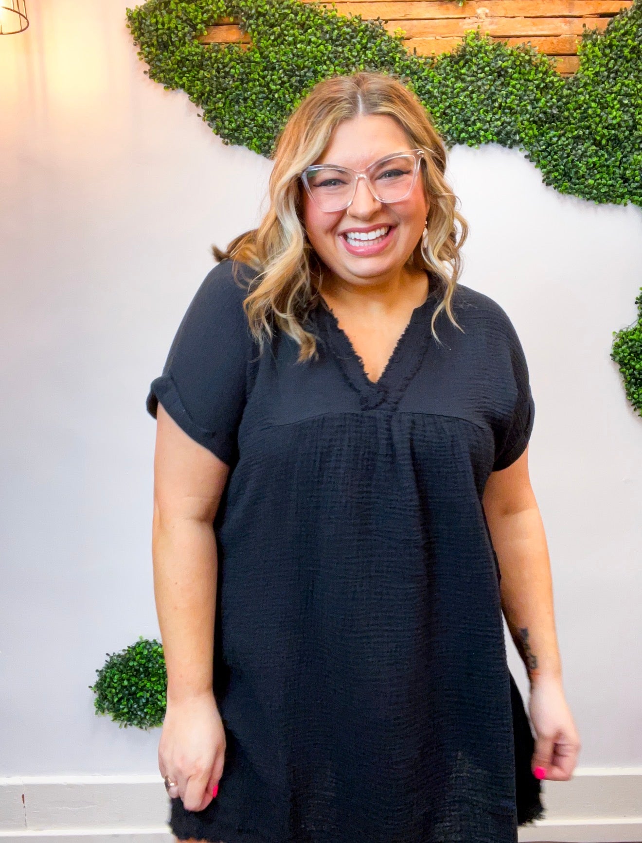 Wherever the Day Goes Gauze Dress in Black