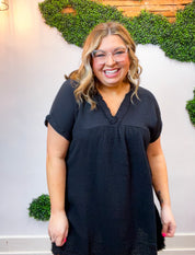 Wherever the Day Goes Gauze Dress in Black