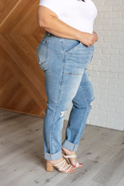 High Rise Patch Pocket Distressed Boyfriend Judy Blue Jeans