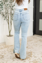 High Rise Tummy Control Slit Hem Slim Bootcut Judy Bue Jeans