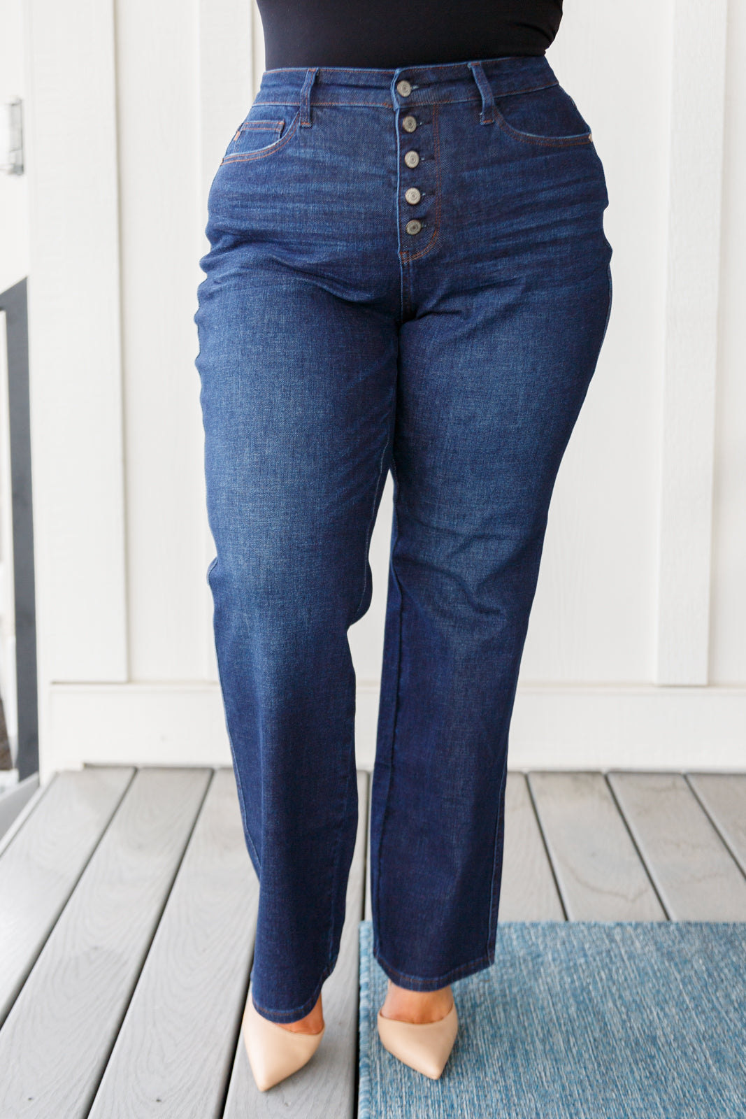 High Rise Button-Fly Straight Judy Blue Jeans