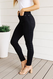 High Rise Tummy Control Classic Skinny Judy Blue Jeans in Black