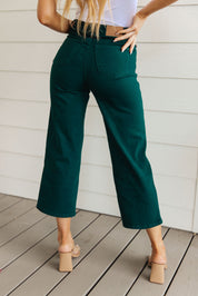 High Rise Tummy Control Wide Leg Crop Judy Blue Jeans in Teal