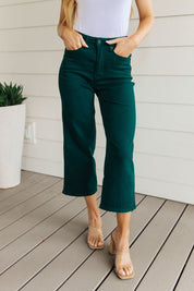 High Rise Tummy Control Wide Leg Crop Judy Blue Jeans in Teal