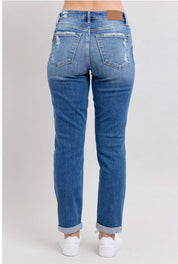 Mid Rise Boyfriend Fit Button Fly Judy Blue  Jeans