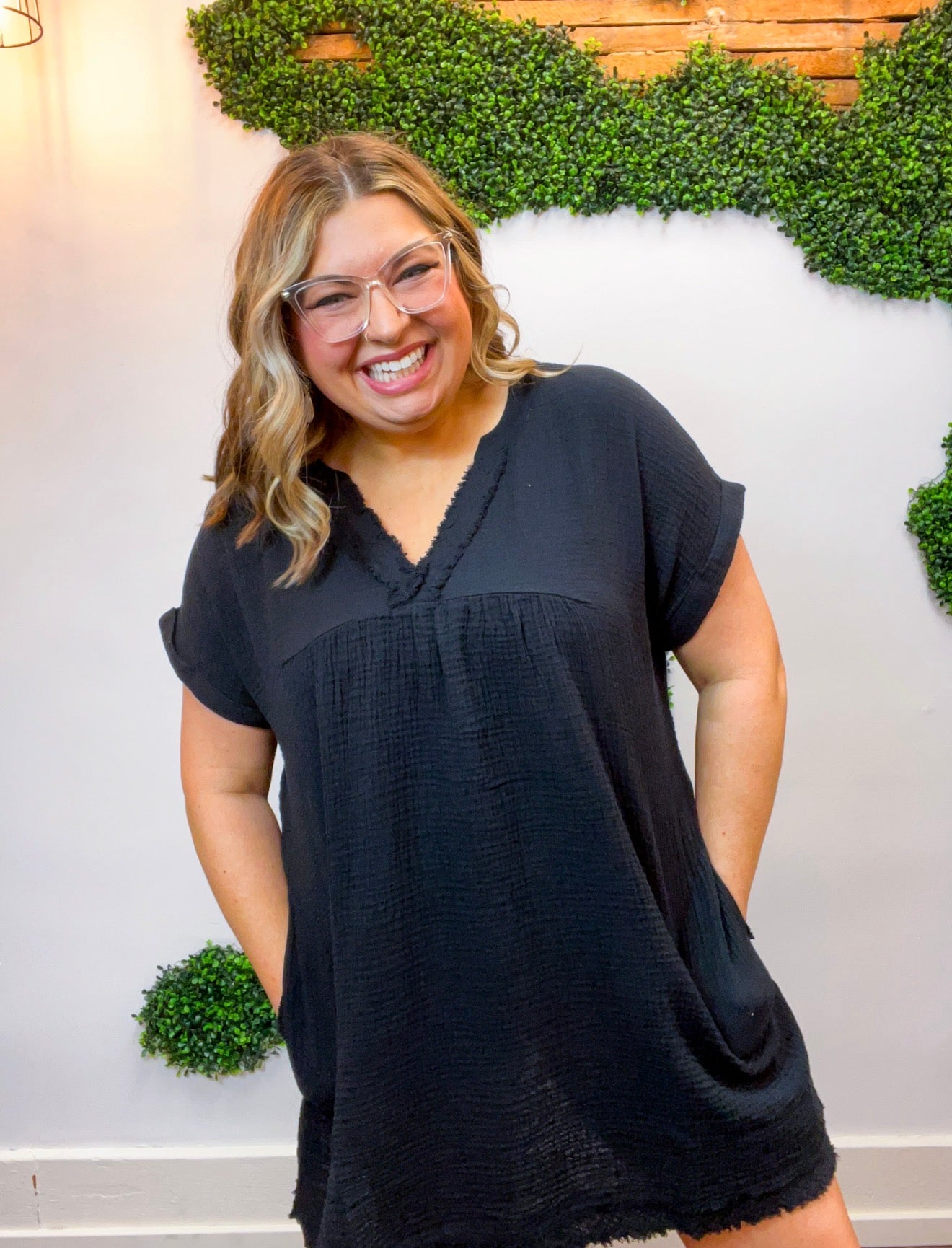 Wherever the Day Goes Gauze Dress in Black