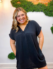 Wherever the Day Goes Gauze Dress in Black