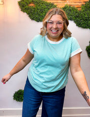 Pop of Happy Stripe Top in Mint