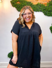 Wherever the Day Goes Gauze Dress in Black