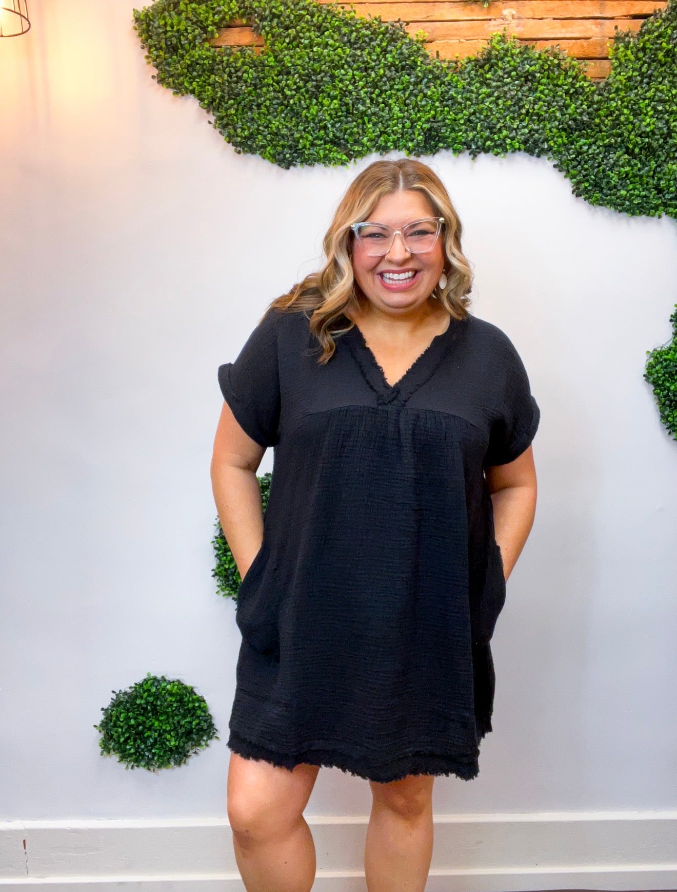 Wherever the Day Goes Gauze Dress in Black