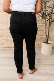 High Rise Double Cuff Judy Blue Joggers in Black