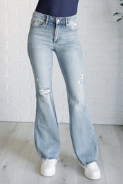 Mid Rise Tummy Control Distressed Flare Judy Blue Jeans