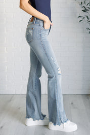 Mid Rise Tummy Control Distressed Flare Judy Blue Jeans