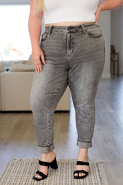 High Rise Stone Wash Slim Judy Blue Jeans in Gray