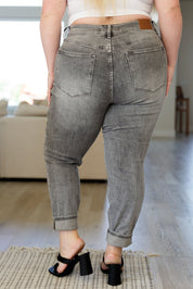 High Rise Stone Wash Slim Judy Blue Jeans in Gray