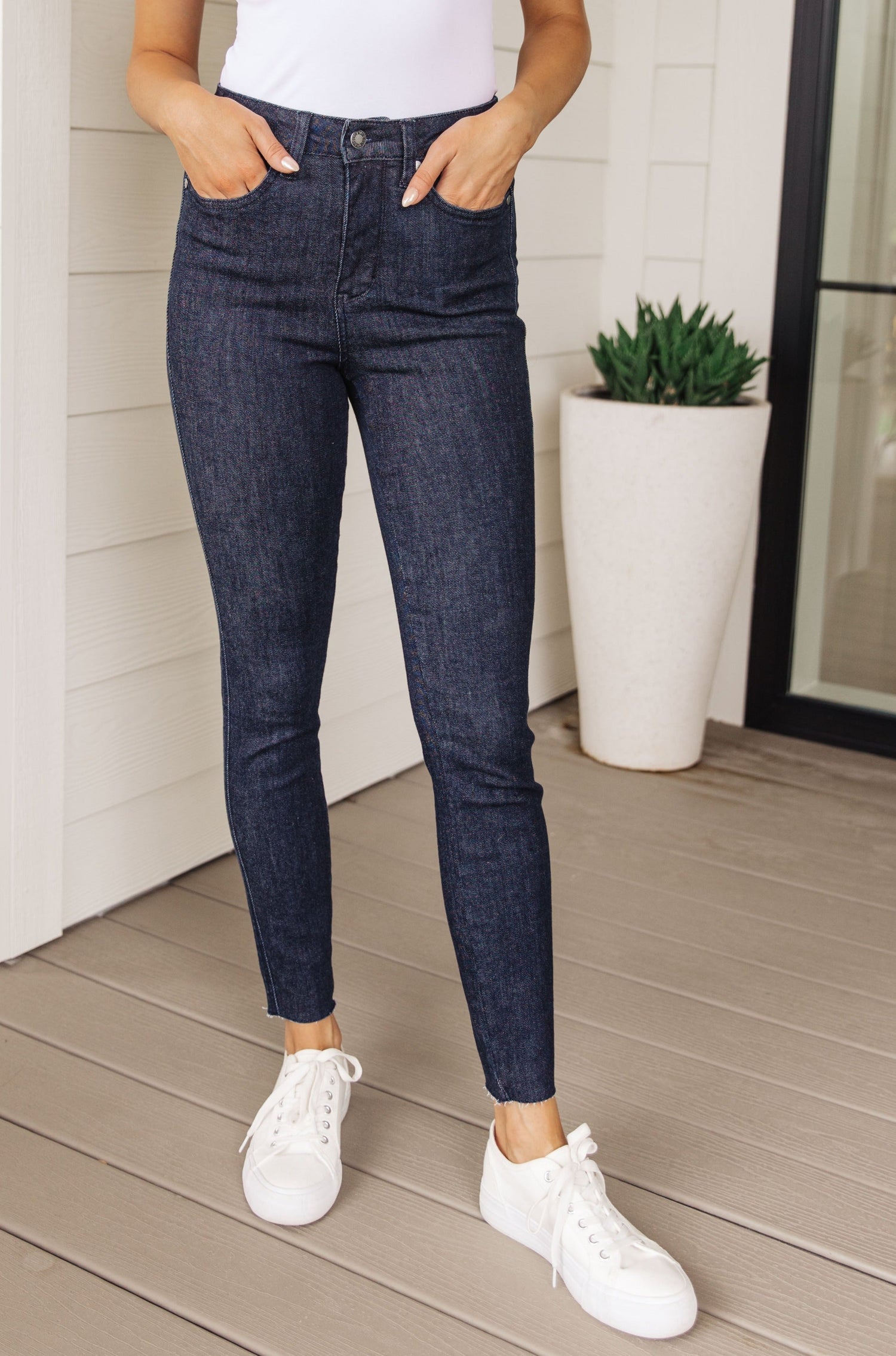 High Rise Dark Wash Tummy Control Judy Blue Skinny Jeans