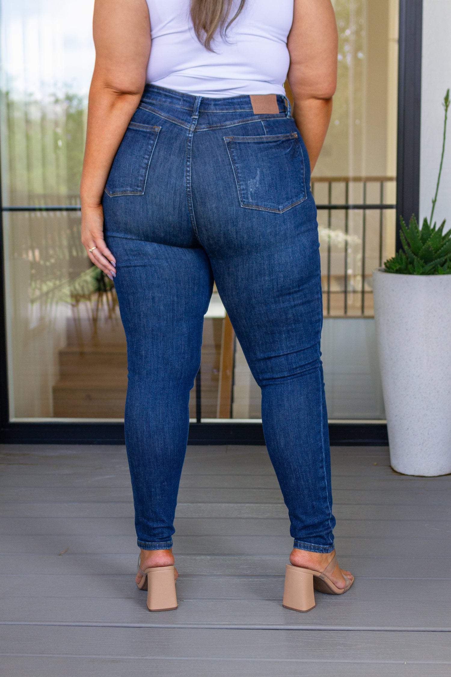 High Rise No Holes Tummy Control Skinny Judy Blue Jeans