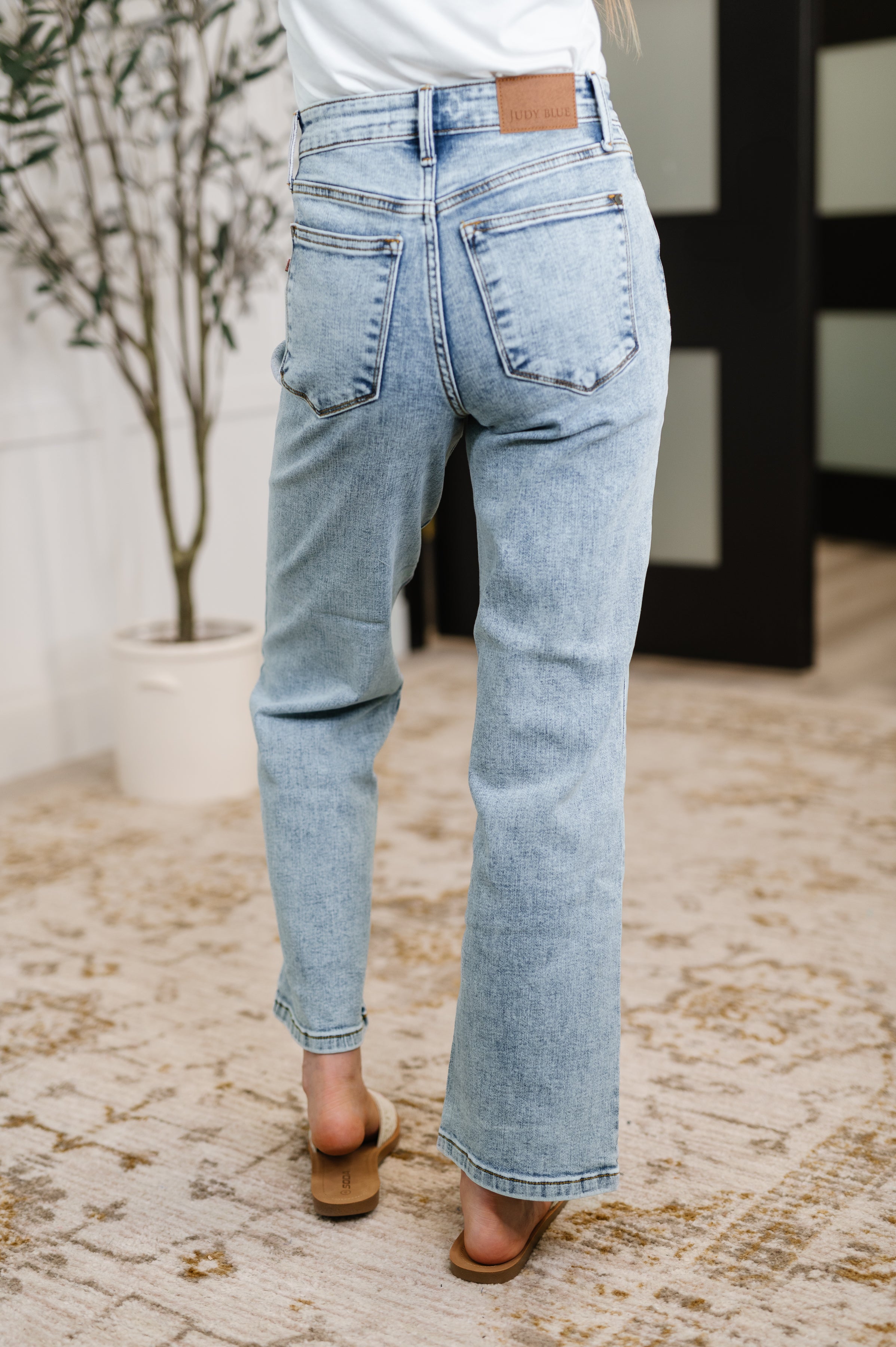 High Rise Stone Wash Straight Judy Blue Jeans