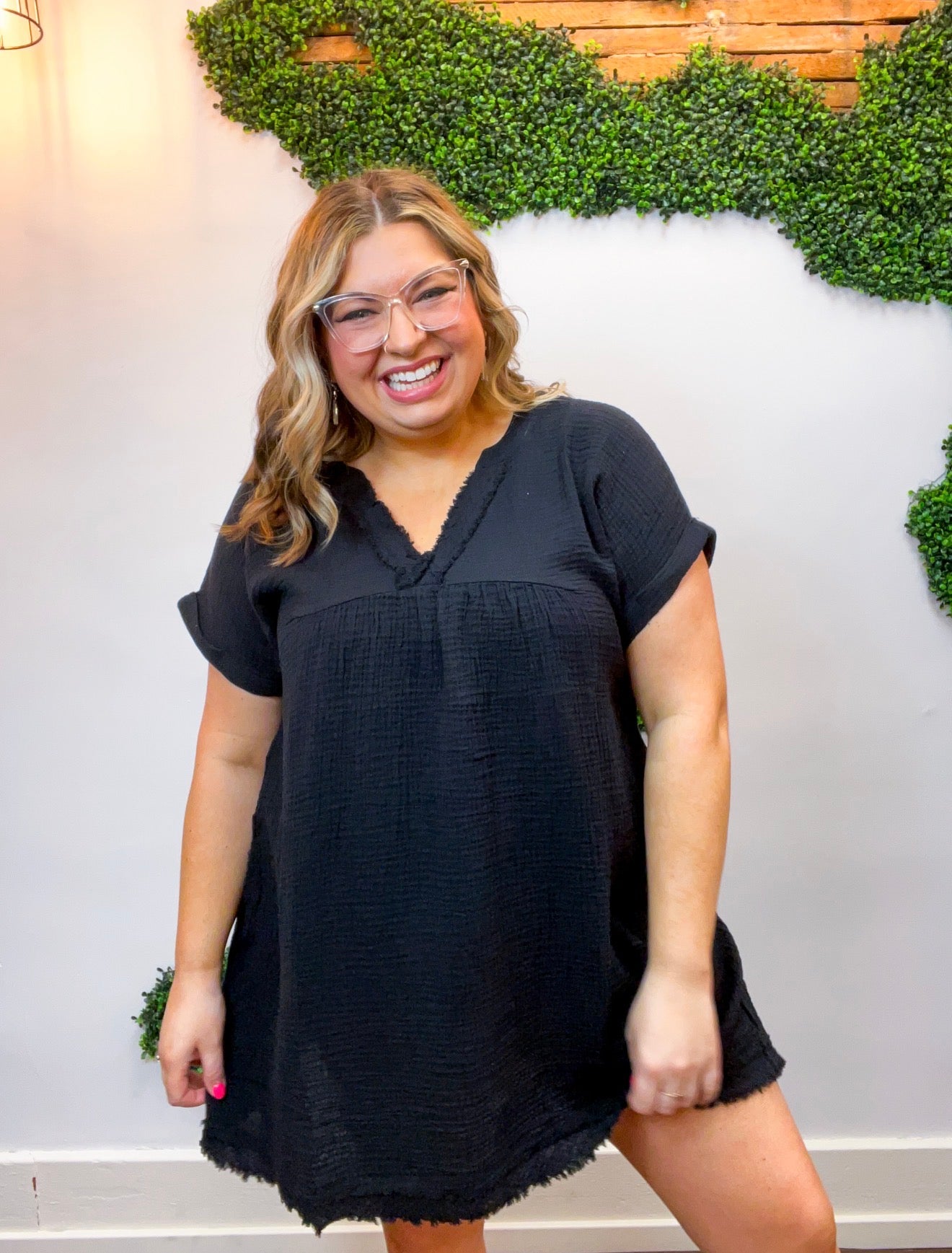 Wherever the Day Goes Gauze Dress in Black