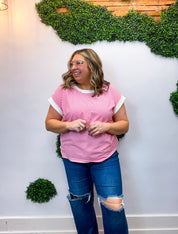 Pop of Happy Stripe Top in Hot Pink