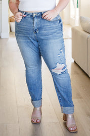 Mid Rise Distressed Boyfriend Judy Blue Jeans