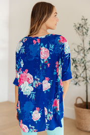 Dear Scarlett Essential Blouse in Royal and Pink Floral