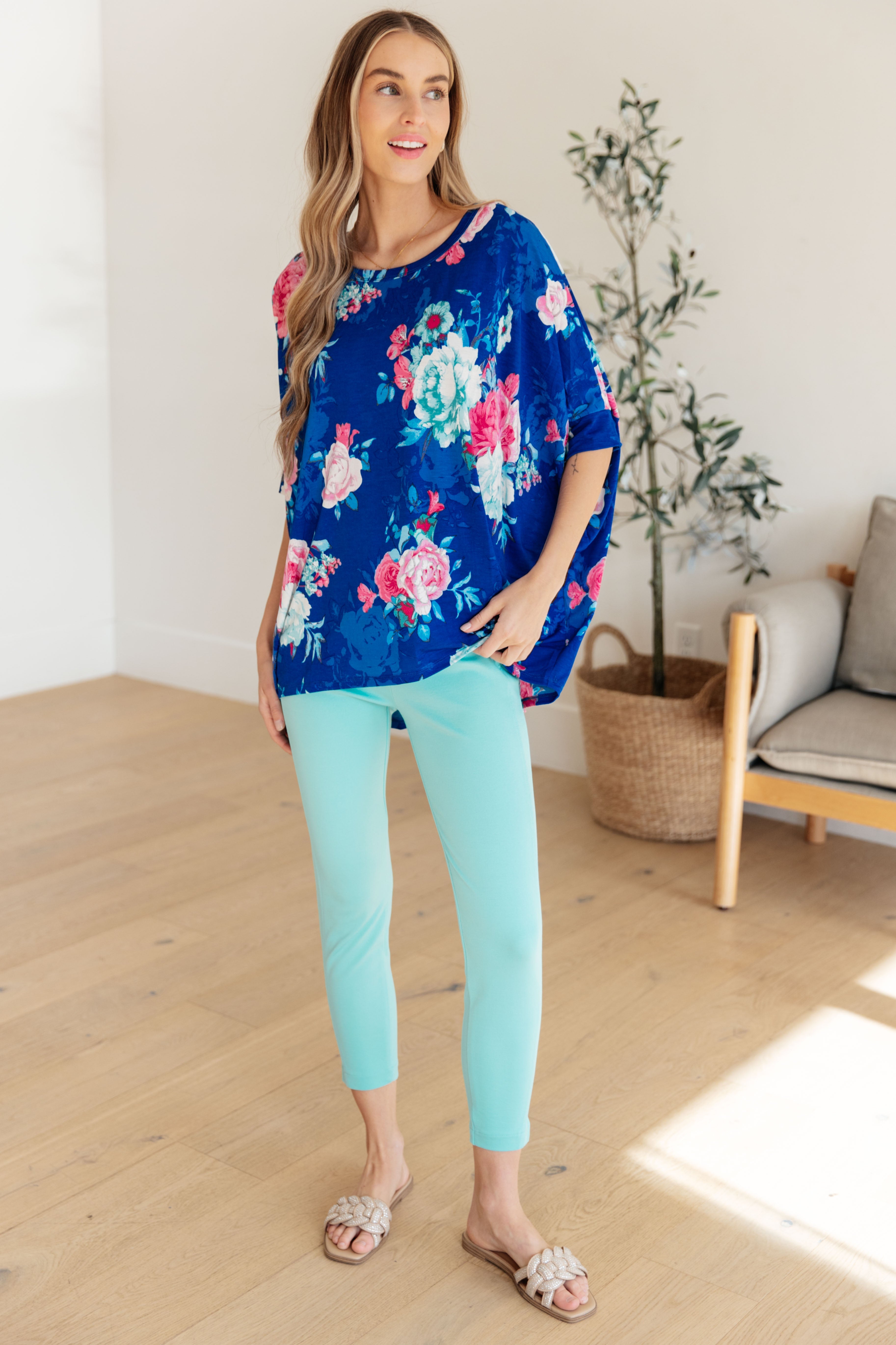 Dear Scarlett Essential Blouse in Royal and Pink Floral