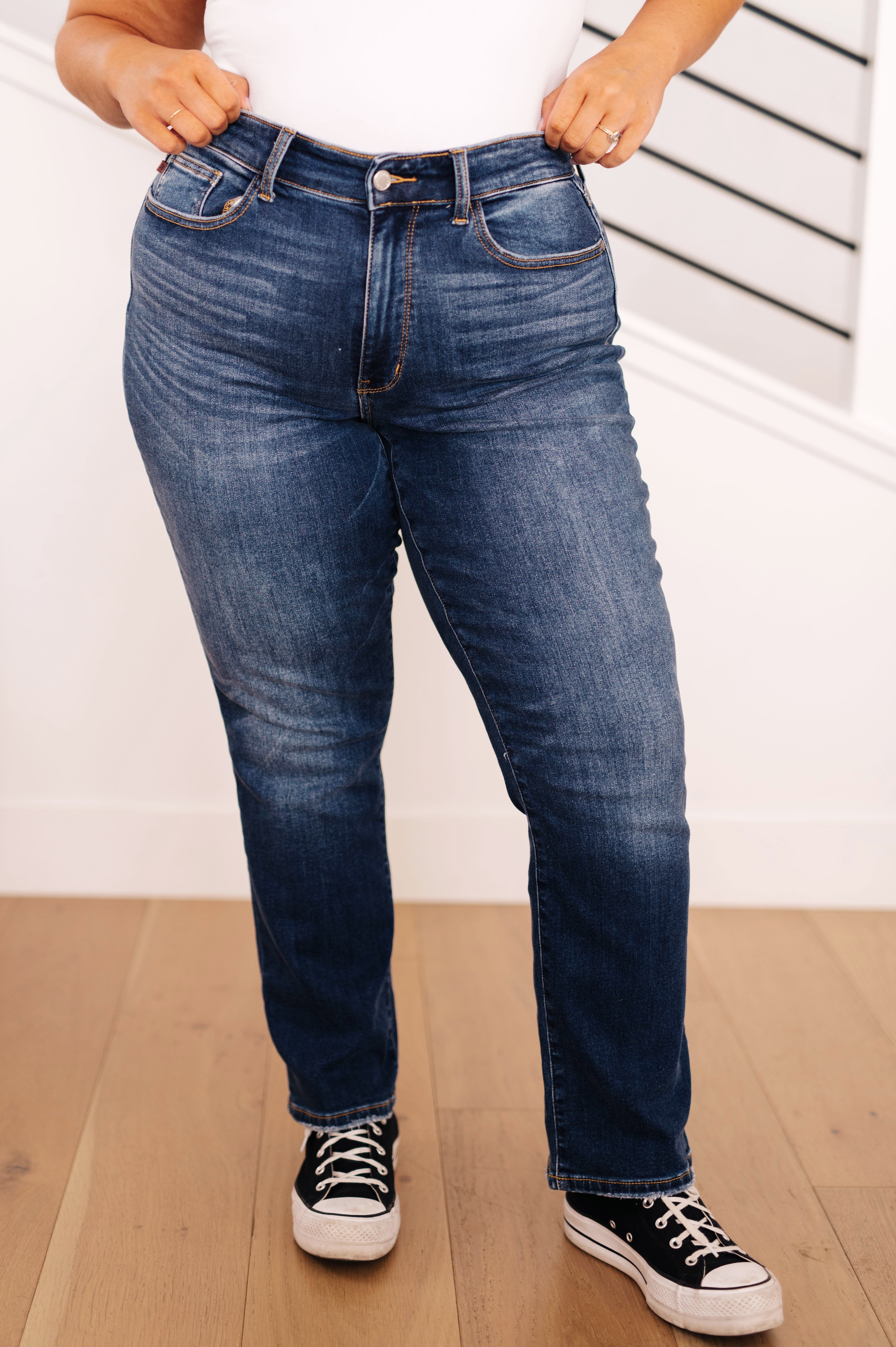 High Waist Thermal Straight Relaxed Judy Blue Jeans