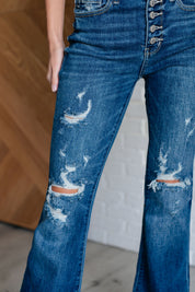 Mid Rise Distressed Button Fly Judy Blue Flares