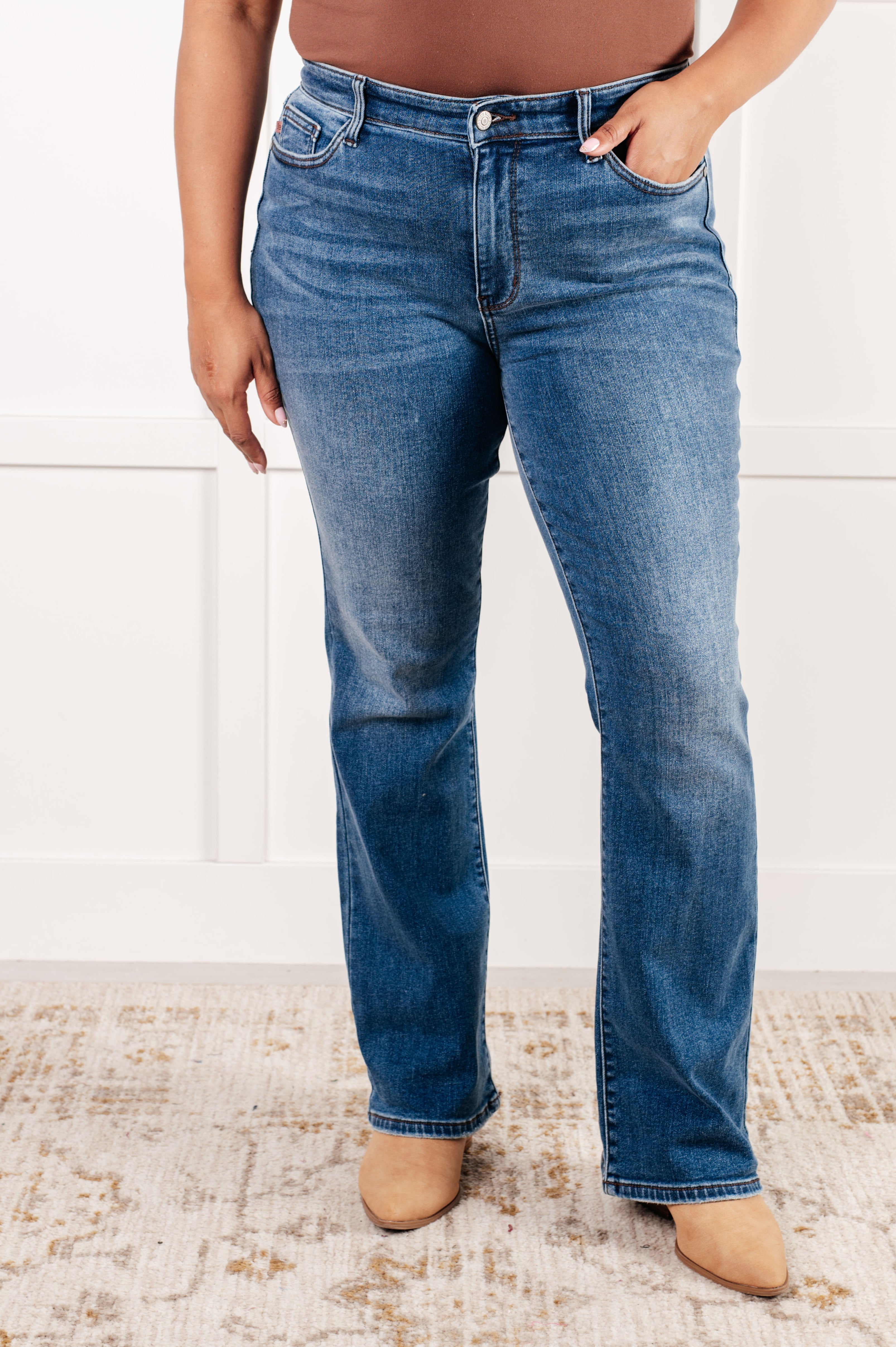 Mid Rise Thermal Bootcut Judy Blue Jeans