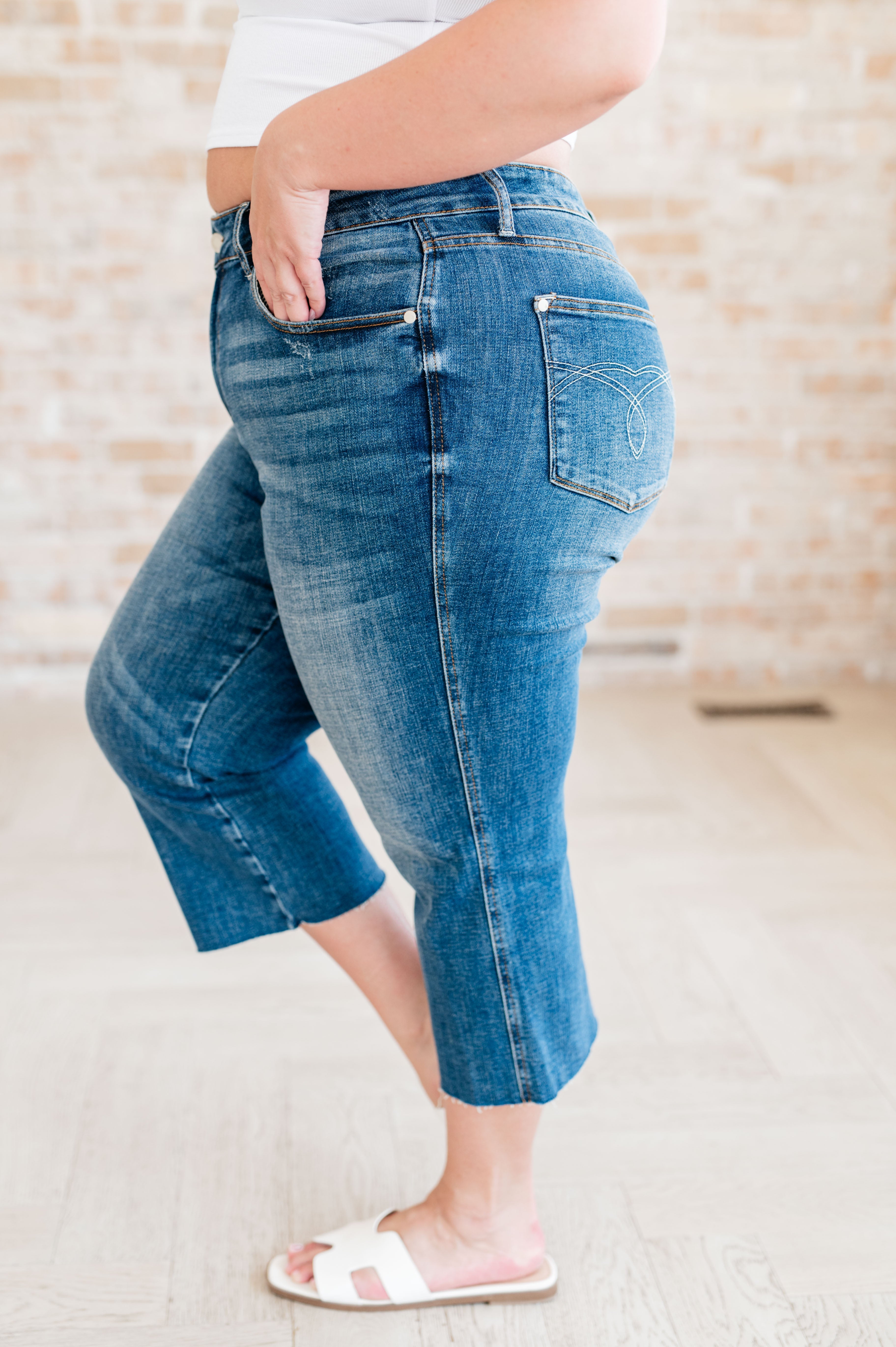 High Rise Wide Leg Crop Judy Blue Jeans