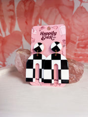 Acrylic Checker U Shape  Earrings *Final Sale*