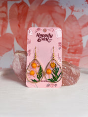 Orange Acrylic Flower Teardrop Earrings *Final Sale*