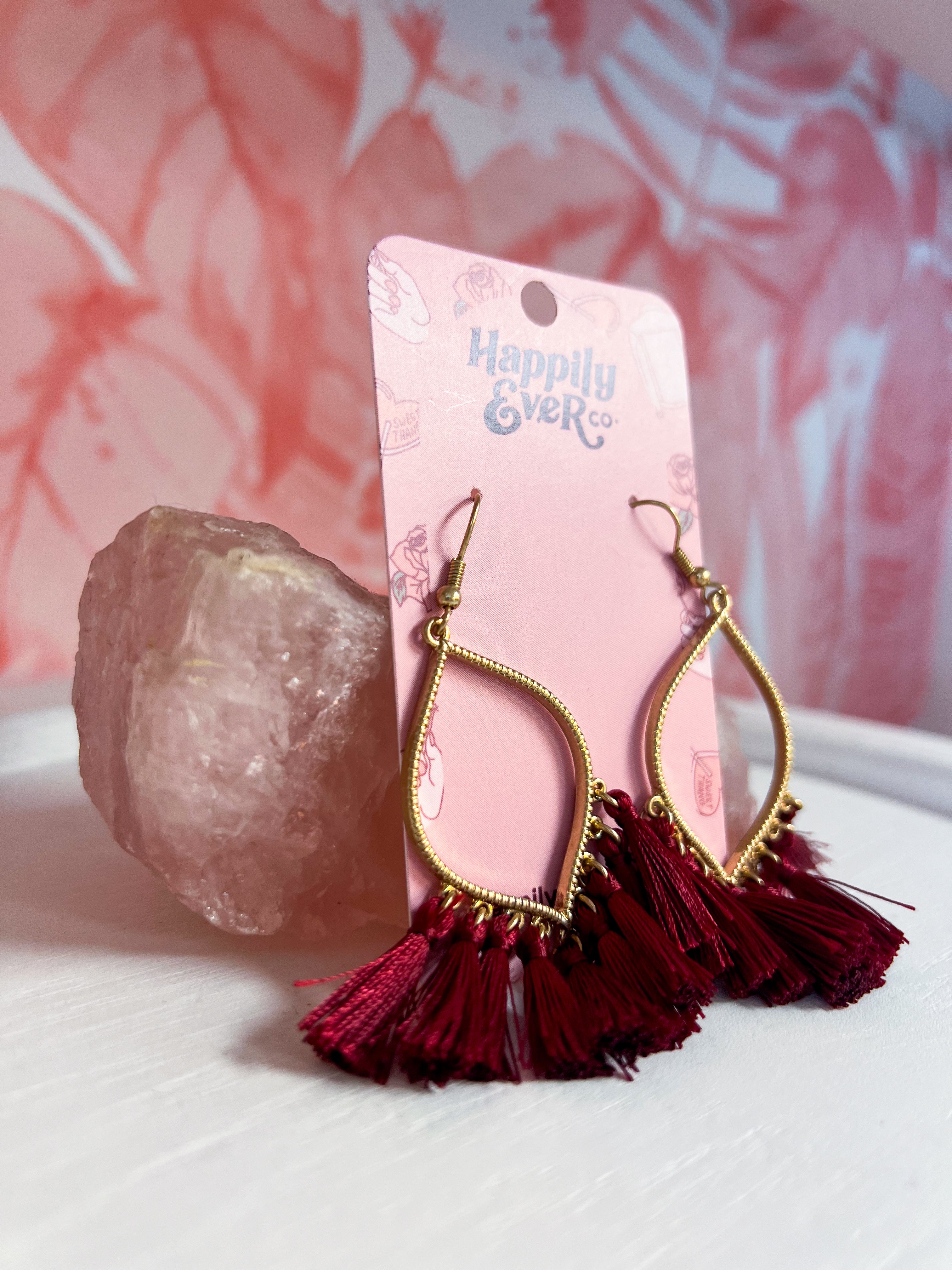 Cotton Tassel Teardrop Earrings *Final Sale*